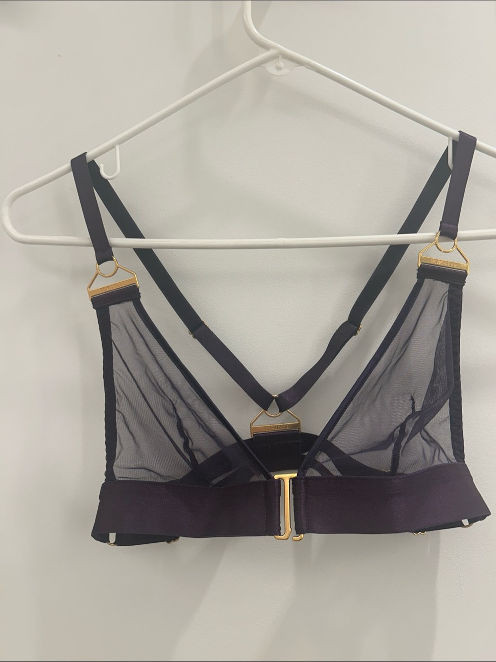 Bordelle London Sheer Strappy Bra plum S/M